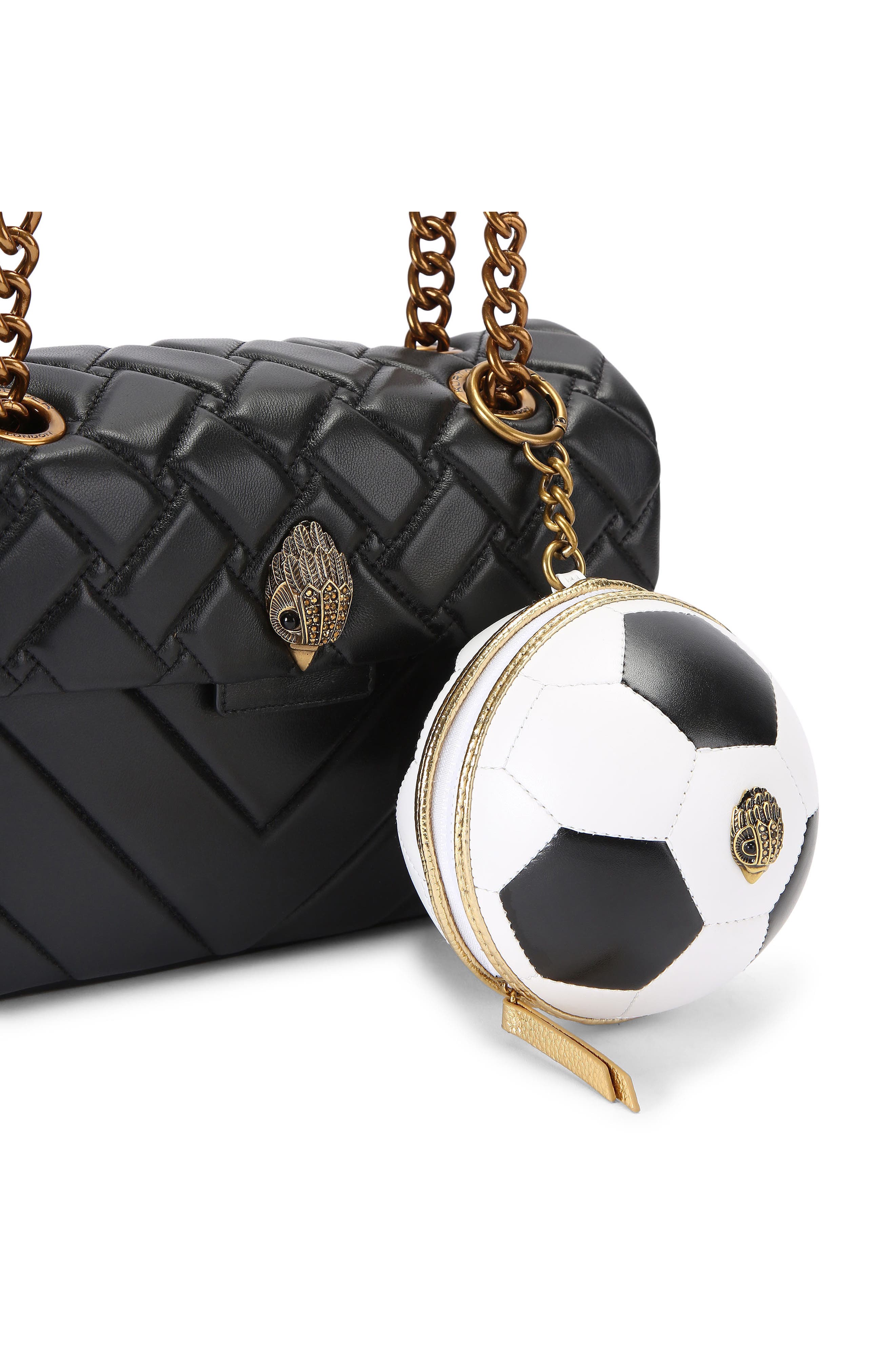 Kurt Geiger London Football Bag Charm, Alternate, color, White/ Black