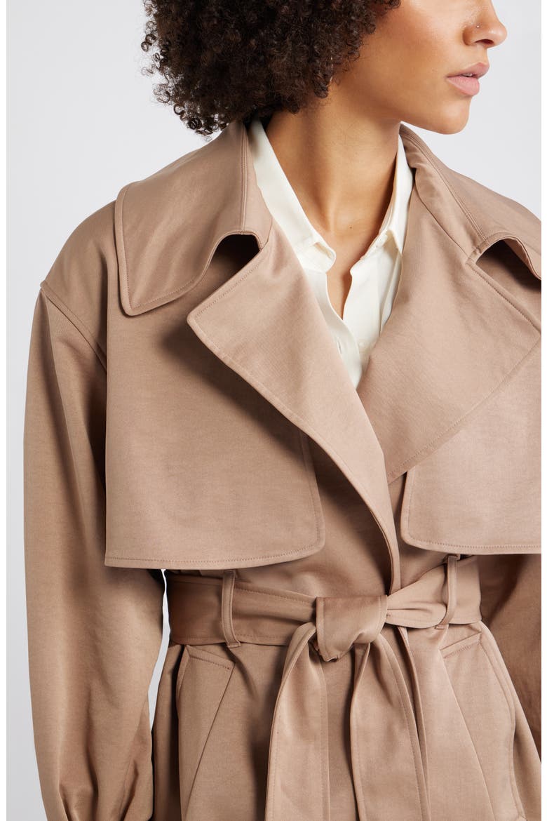 Exaggerated Crop Trench Coat, Alternate, color, TAN PORTABELLA