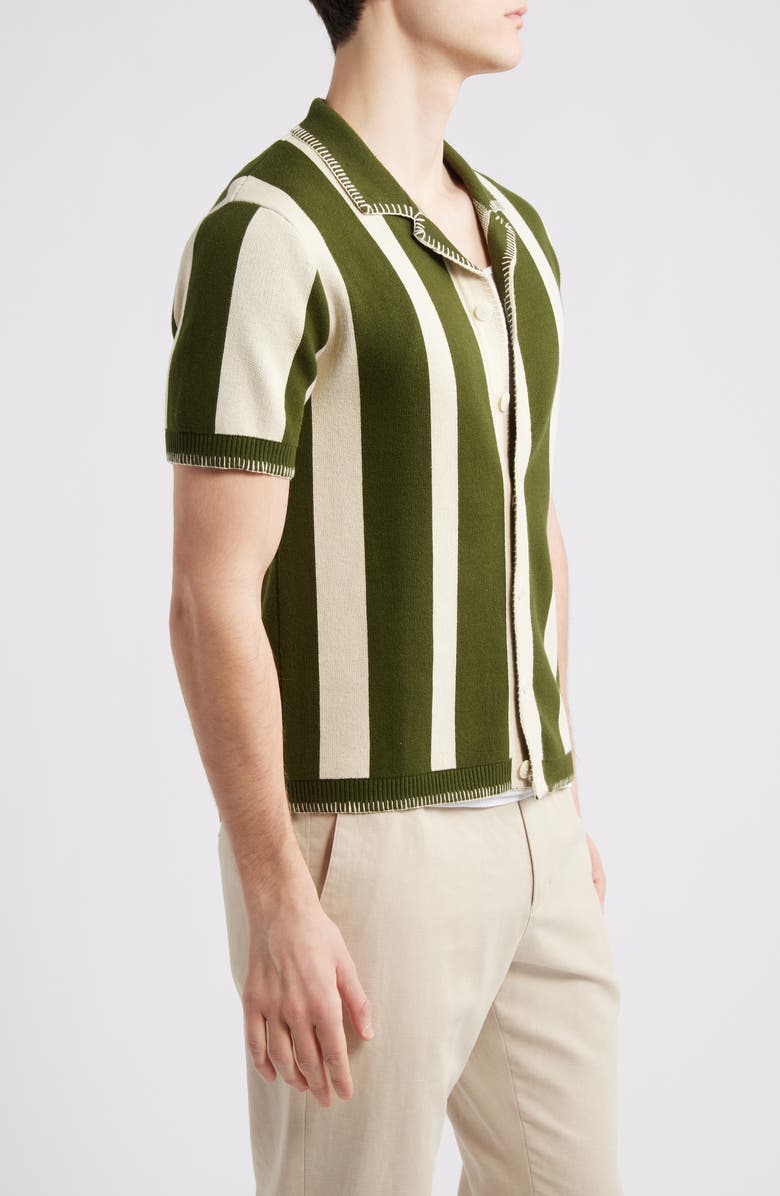 Percival Stripe Knit Camp Shirt, Alternate, color, Forest