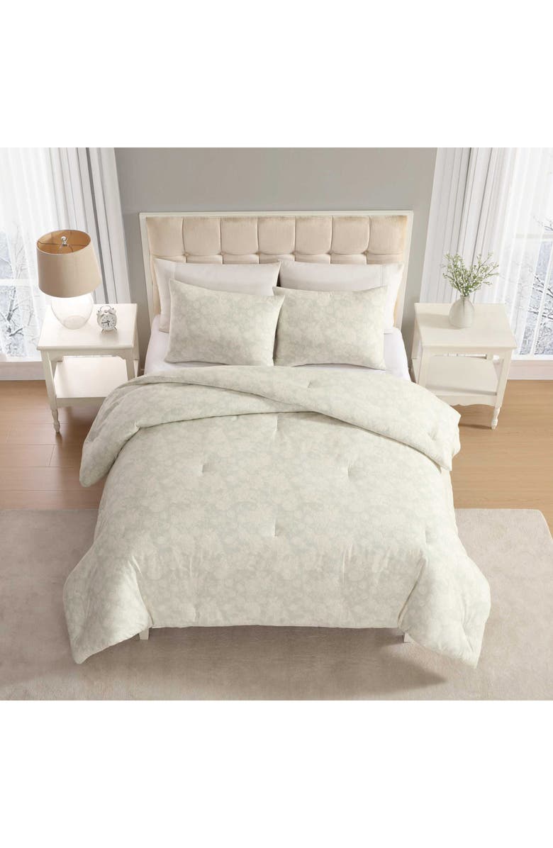 Laura Ashley Meredith Cotton Flannel Comforter & Sham Set, Alternate, color, Light Grey