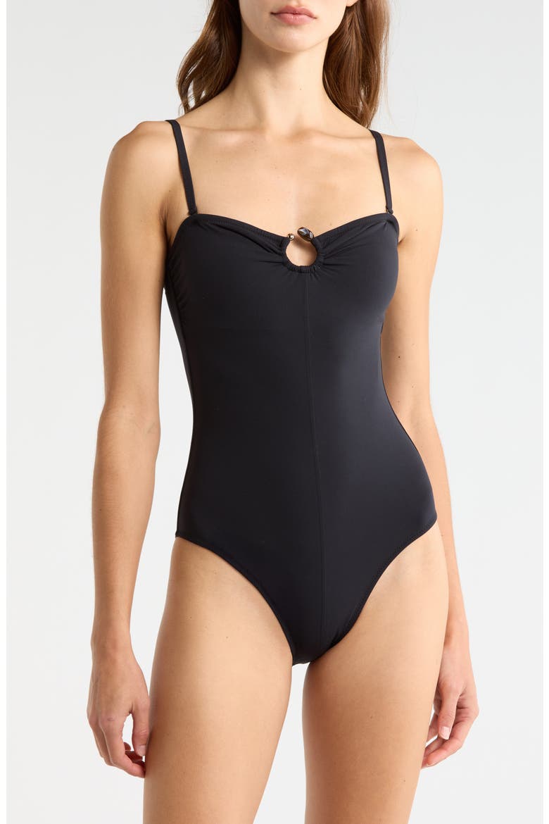 Hydra Maillot One-Piece Swimsuit, Alternate, color, NOIR