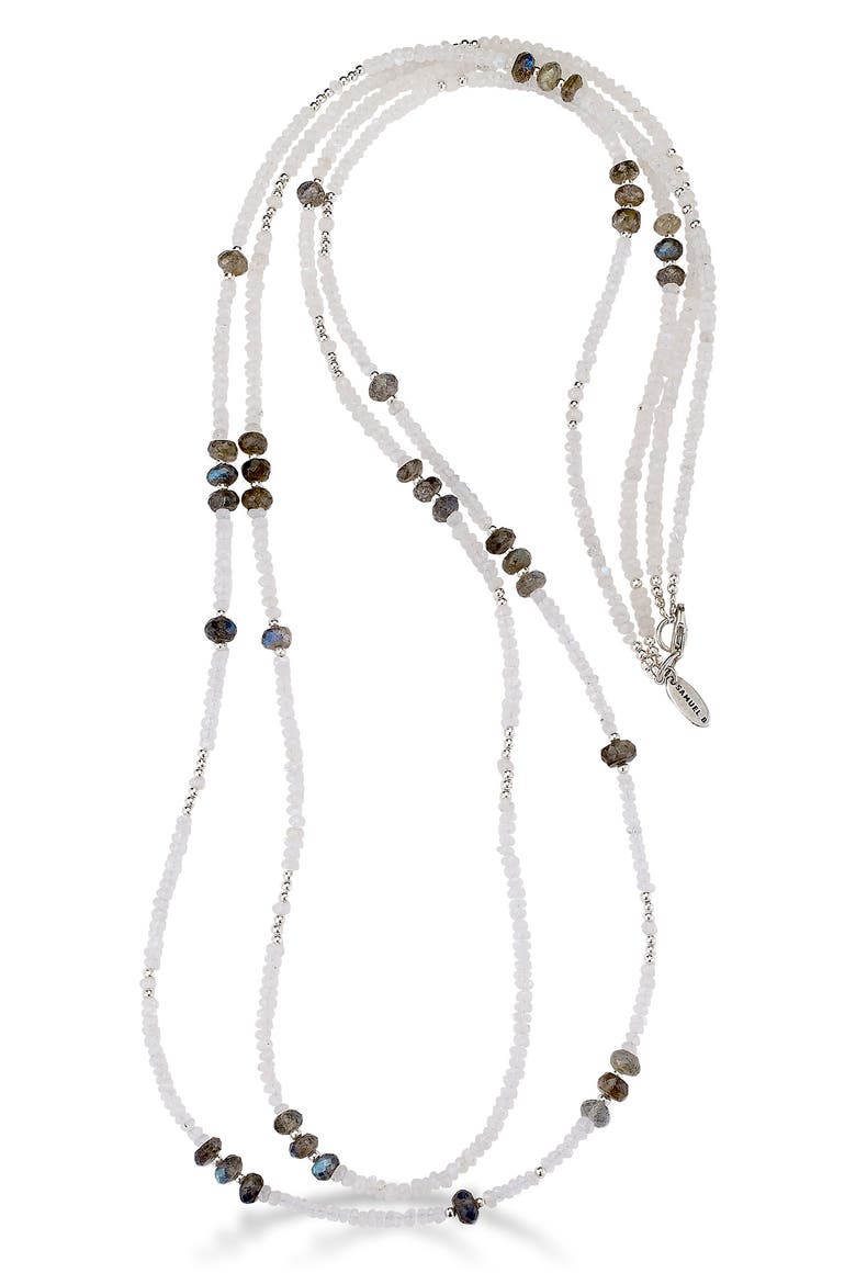 Beaded Labradorite & Chalcedony Layered Necklace, Alternate, color, WHITE MULTI