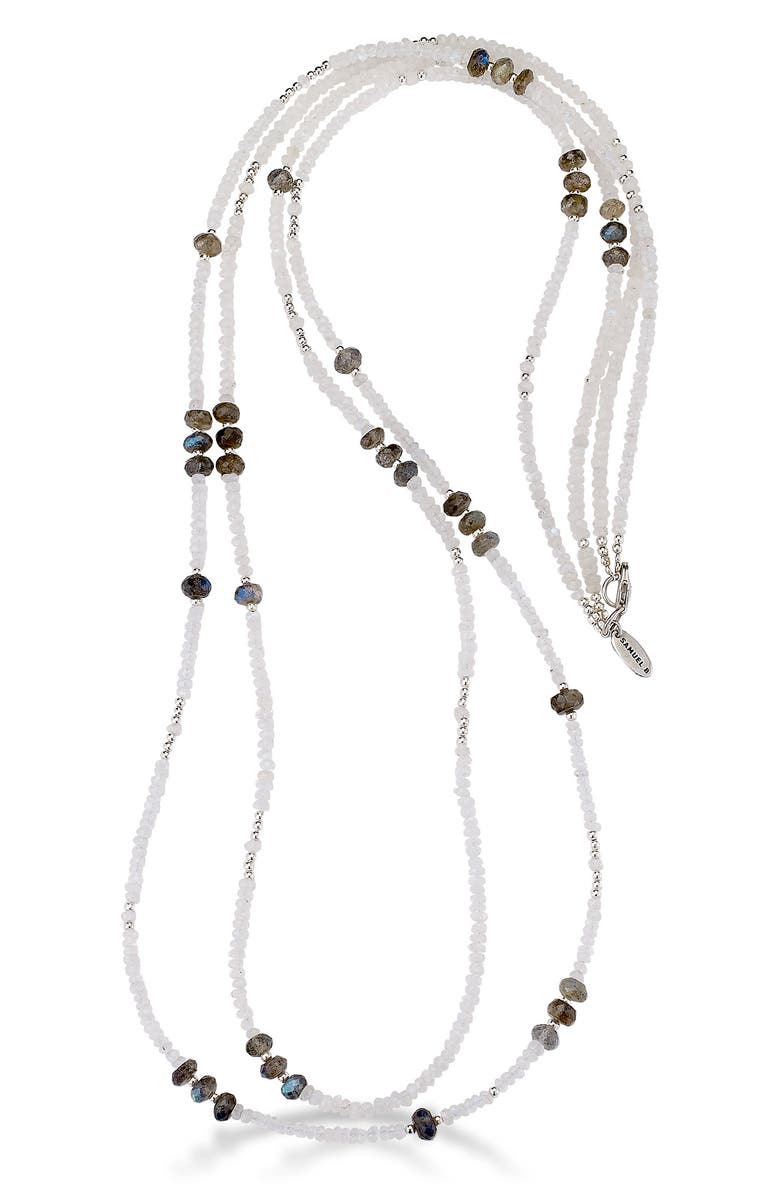 SAMUEL B. Beaded Labradorite & Chalcedony Layered Necklace, Alternate, color, White Multi