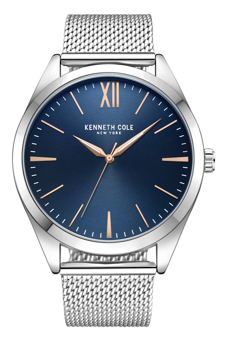 Classic Mesh Strap Watch, 44mm, Main, color, SILVER