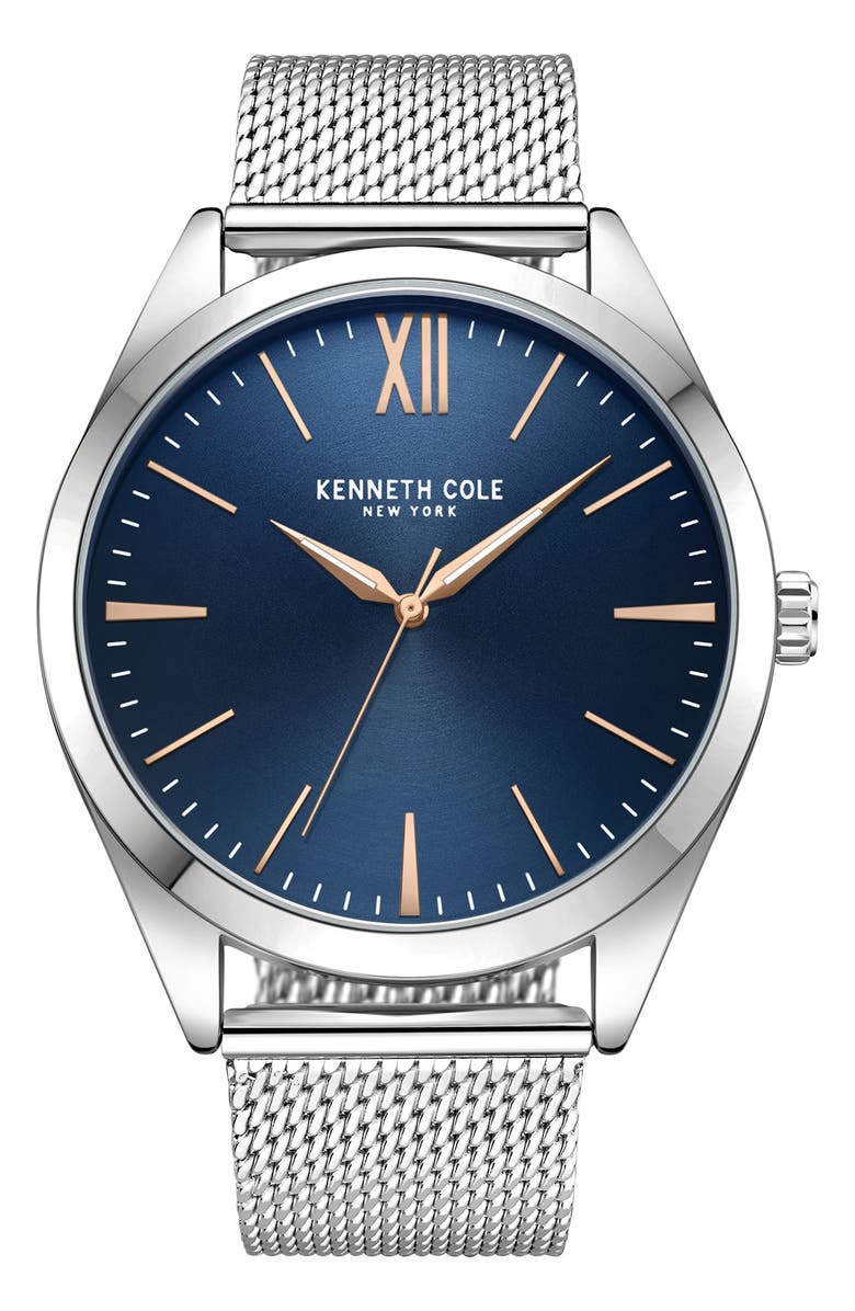 Kenneth Cole New York Classic Mesh Strap Watch, 44mm, Main, color, 