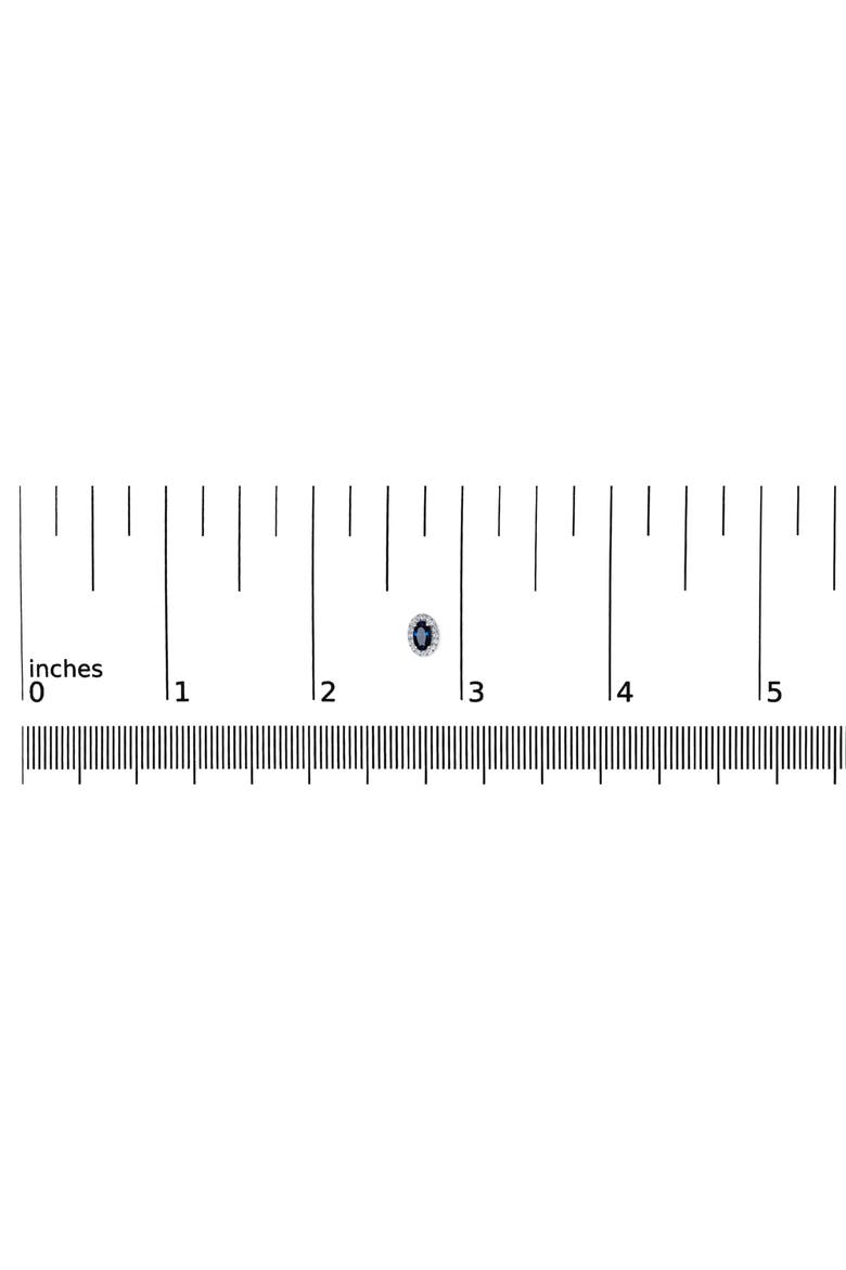 10K White Gold 5x3 MM Oval Cut Birthstone and Diamond Halo Stud Earrings, Alternate, color, Blue Sapphire