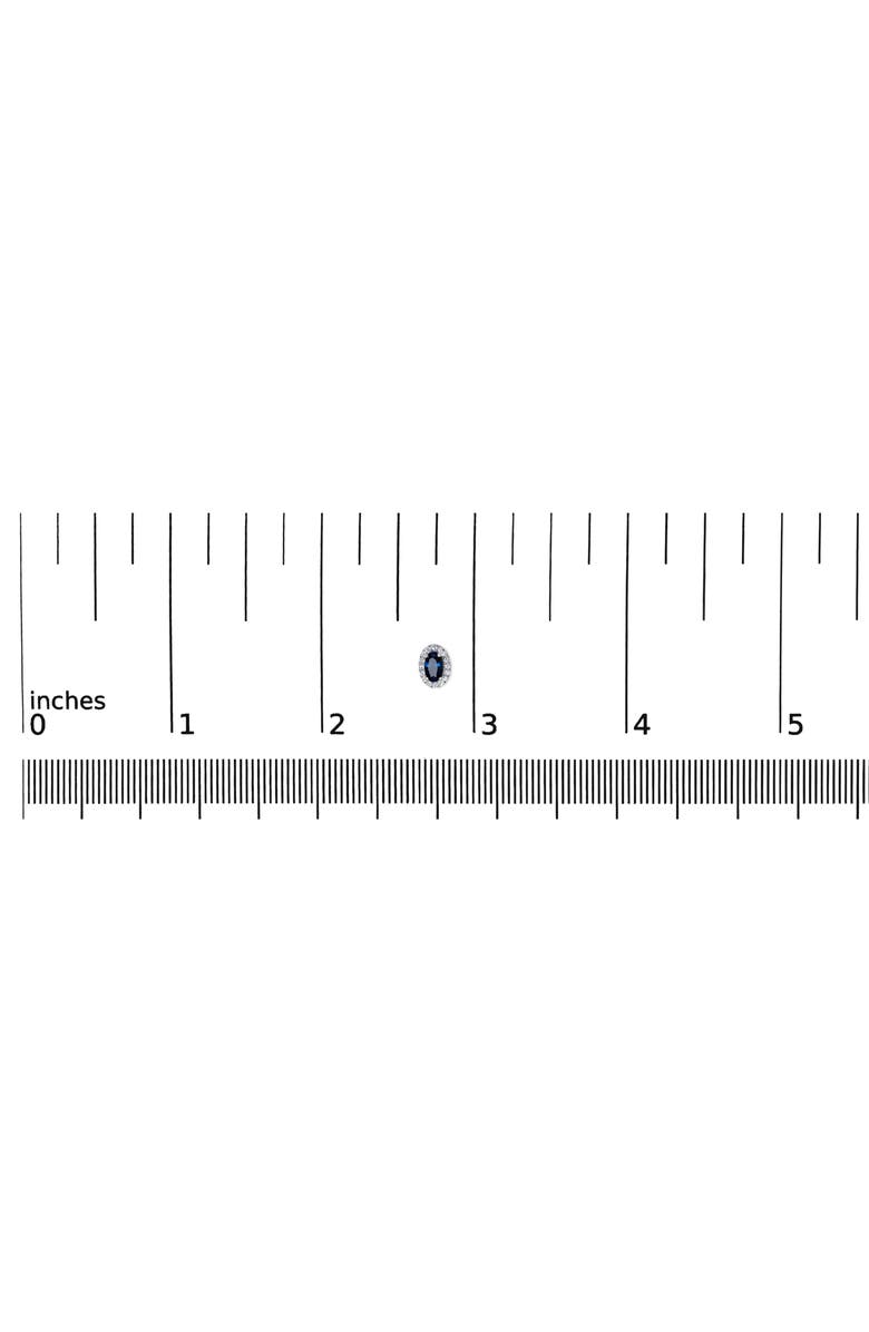 Haus of Brilliance 10K White Gold 5x3 MM Oval Cut Birthstone and Diamond Halo Stud Earrings, Alternate, color, Blue Sapphire