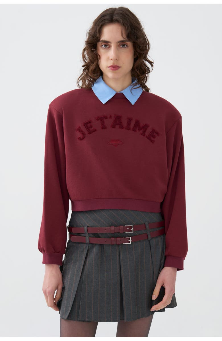 Nocturne Crop Sweatshirt With Collar Accessory, Main, color, 