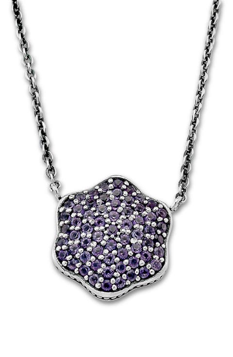 Sterling Silver Pavé Clover Pendant Necklace