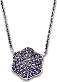 SAMUEL B. Sterling Silver Pavé Clover Pendant Necklace