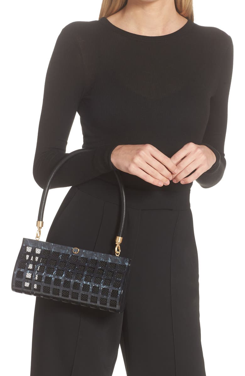 Cult Gaia Alana Grid & Mesh Handbag, Alternate, color,