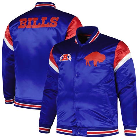 Men's Mitchell & Ness  Royal Buffalo Bills Big & Tall Satin Full-Snap Jacket