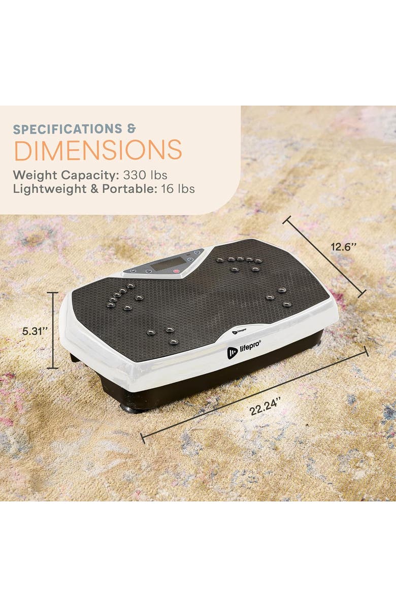 Lifepro Vibration Plate Exercise Machine Magnetic Acupoints Platform for Muscle Toning and Recovery, Alternate, color, White
