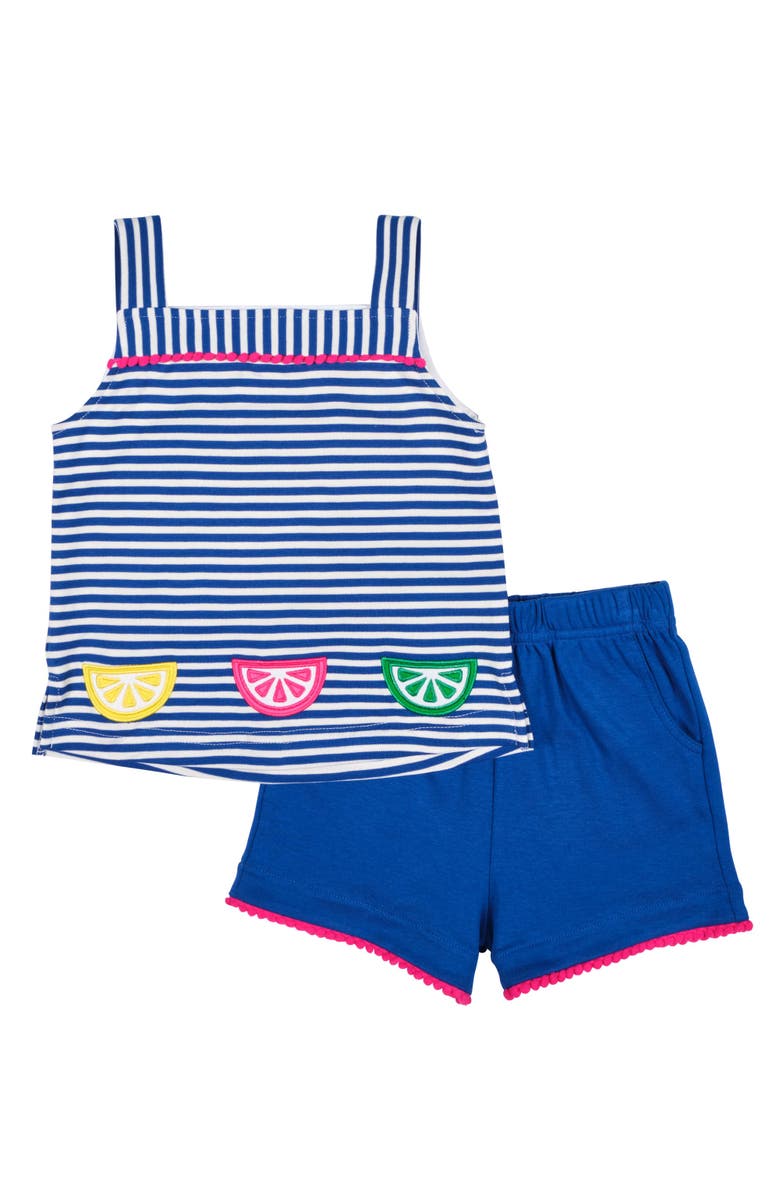Florence Eiseman Stripe Knit Short Set With Fruit Slices, Main, color, Royal/White