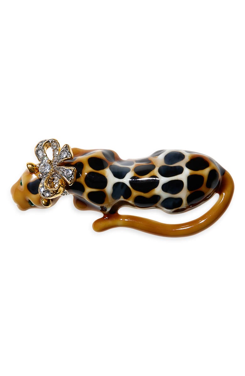 Kenneth Jay Lane Leopard Bow Pin, Main, color,