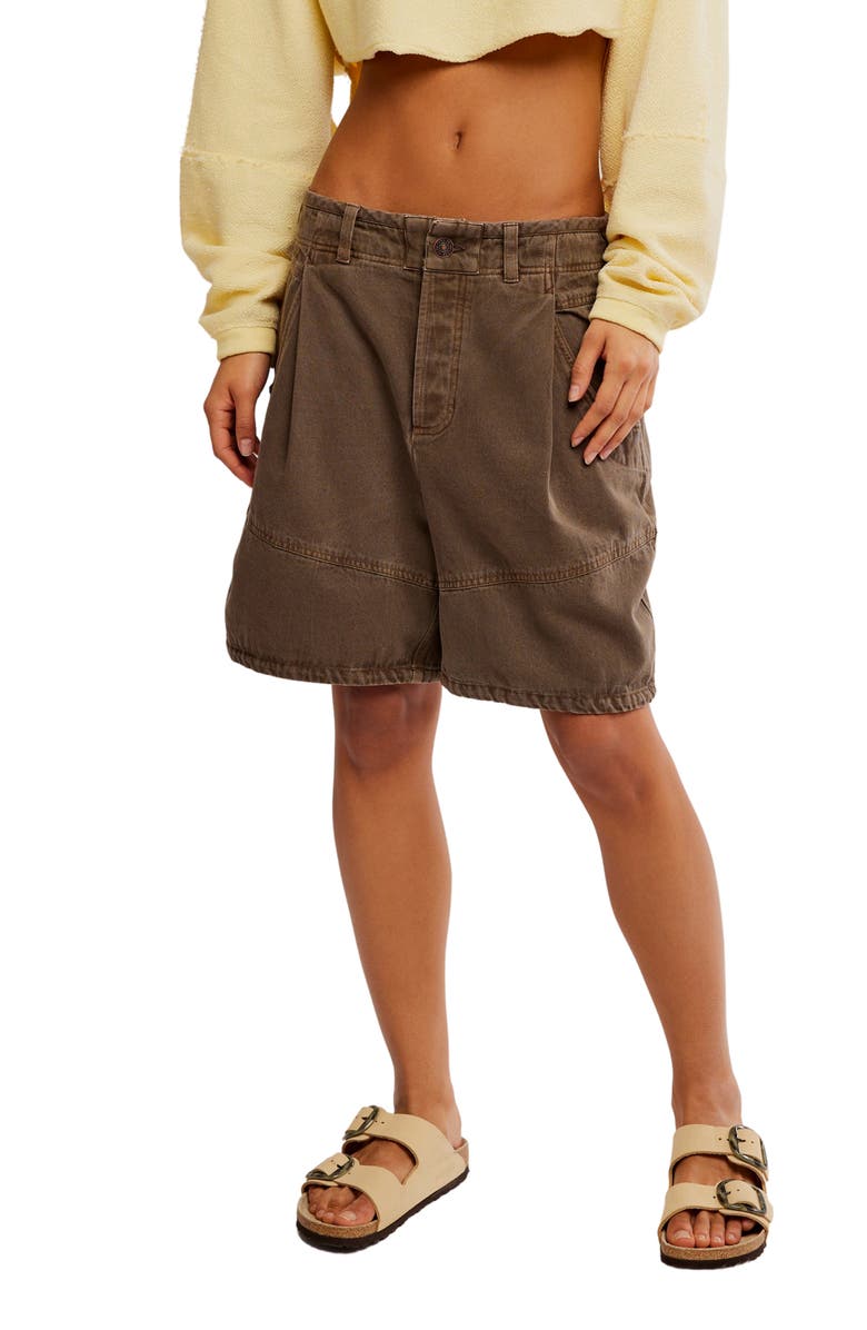 Free People Wild Rebel Barrel Shorts, Main, color, Teak