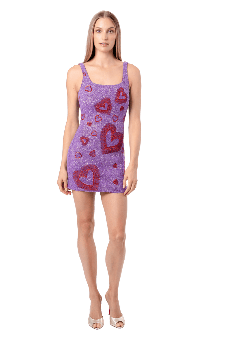 Lust Hand Beaded Embellished Mini Dress, Alternate, color, Purple