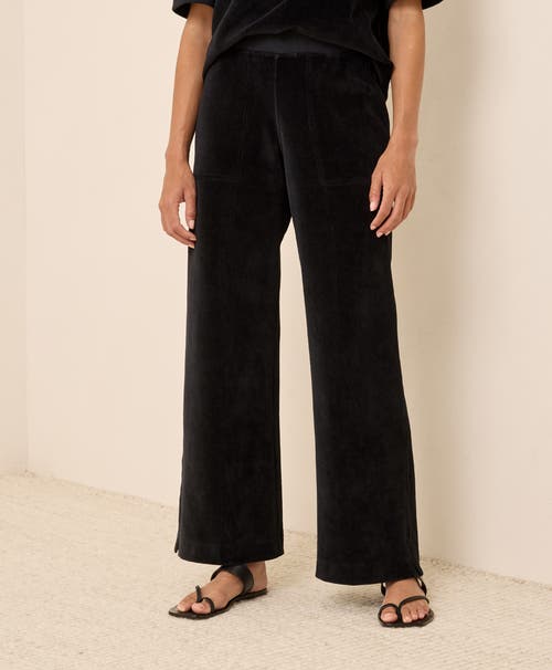 Pact Organic Cotton Pure Velour Wide Leg Pant In Black