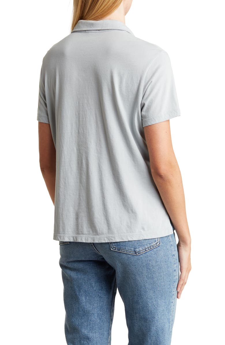 James Perse Crop Cotton Polo, Alternate, color, Fog