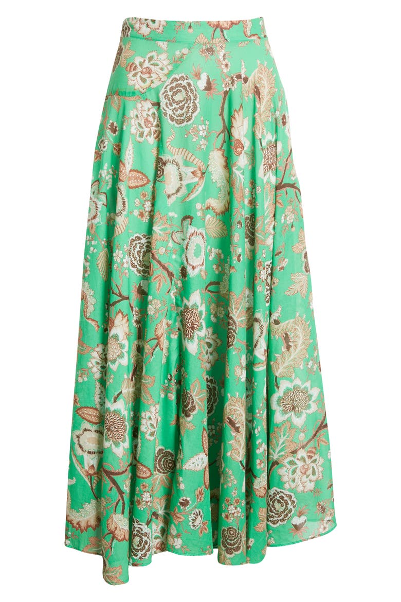 Aquinnah Floral Print Cotton Skirt, Alternate, color, JACOBEAN MINT