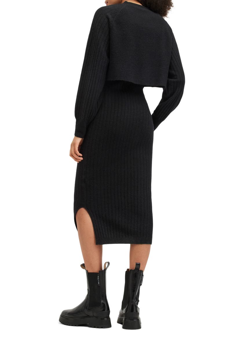 Margot Two-Piece Rib Crop Sweater & Midi Sweater Dress, Alternate, color, DOE BROWN