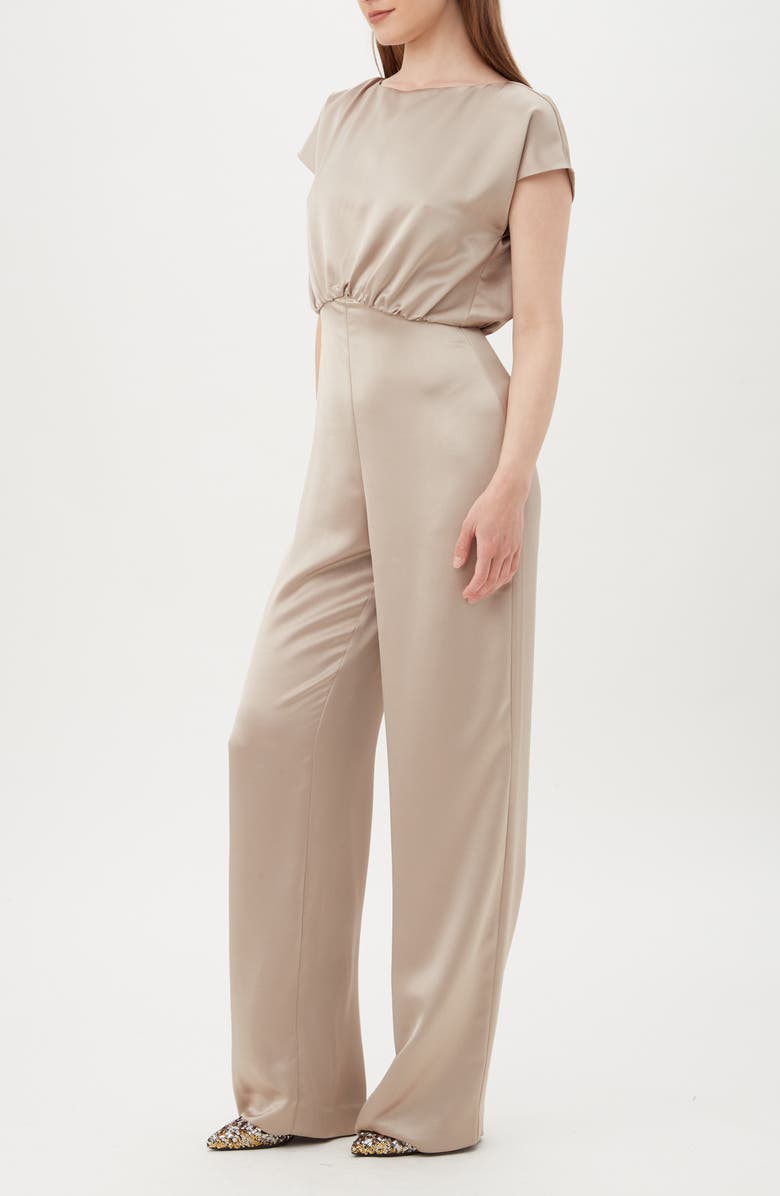 Trina Turk Shimai Cap Sleeve Satin Jumpsuit, Alternate, color, 