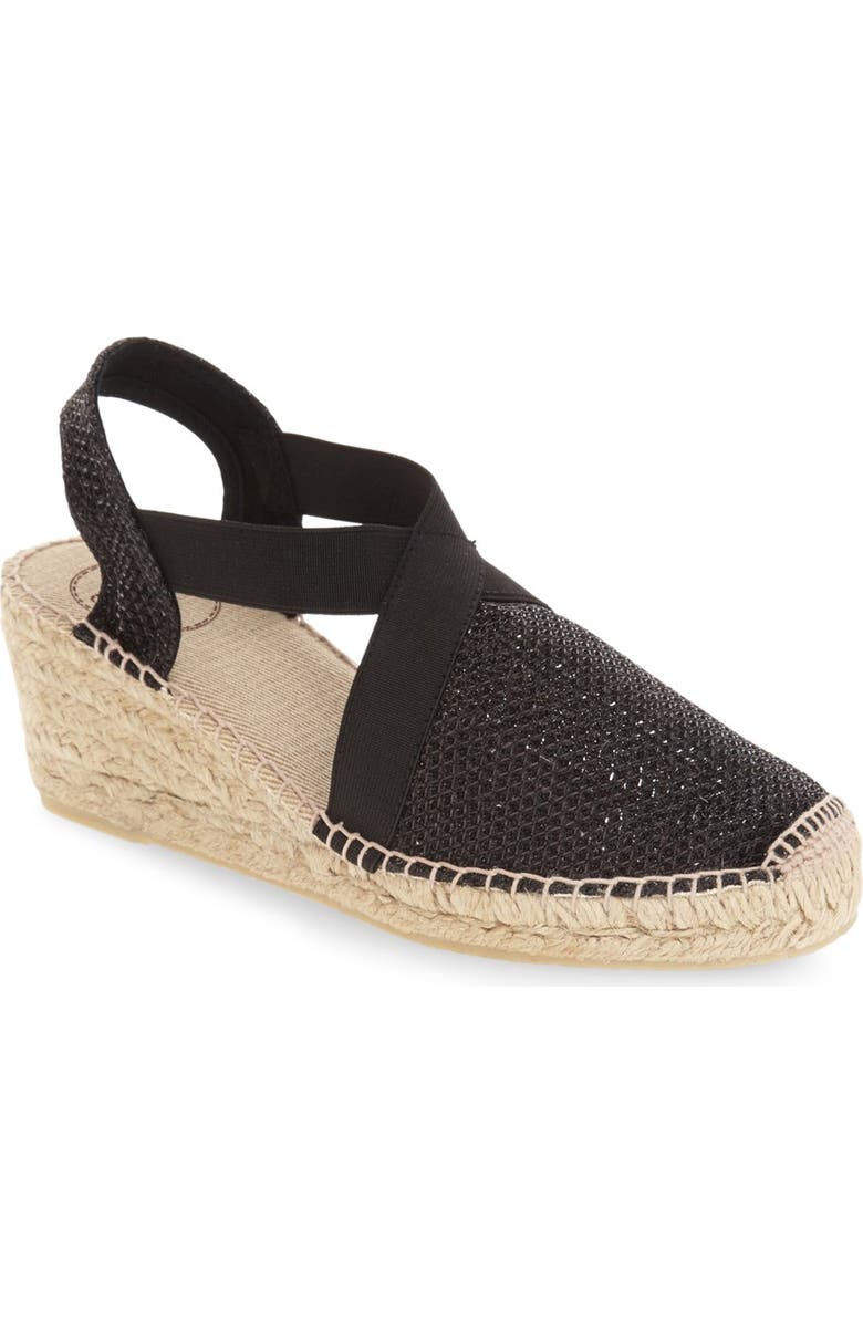 Toni Pons 'Triton' Espadrille Wedge, Main, color, Black Fabric