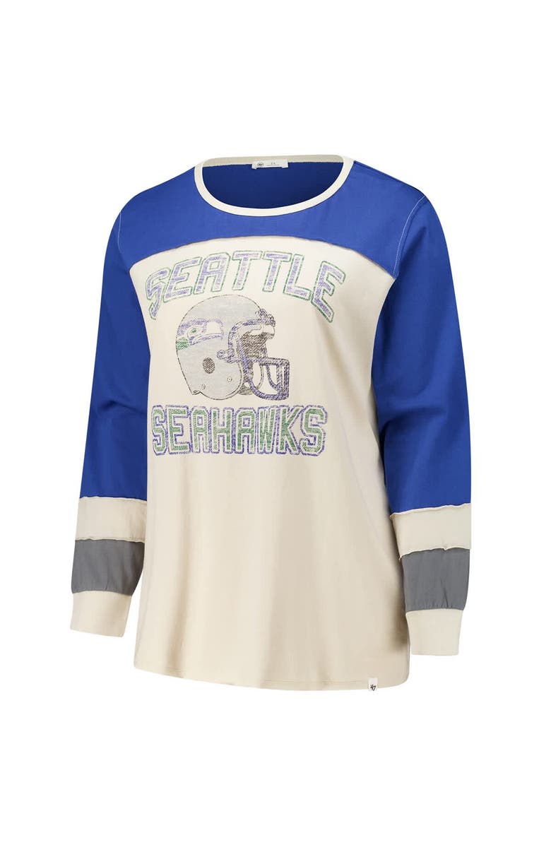 '47 Women's '47 Cream/Royal Seattle Seahawks Plus Size Double Header Curve Toni Long Sleeve T-Shirt, Alternate, color, Cream