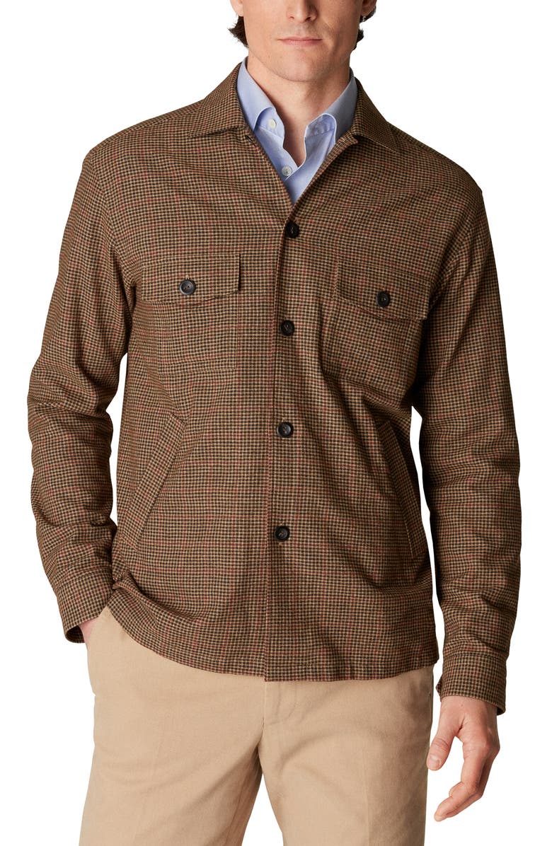 Eton Plaid Cotton & Wool Blend Shirt Jacket, Main, color, 