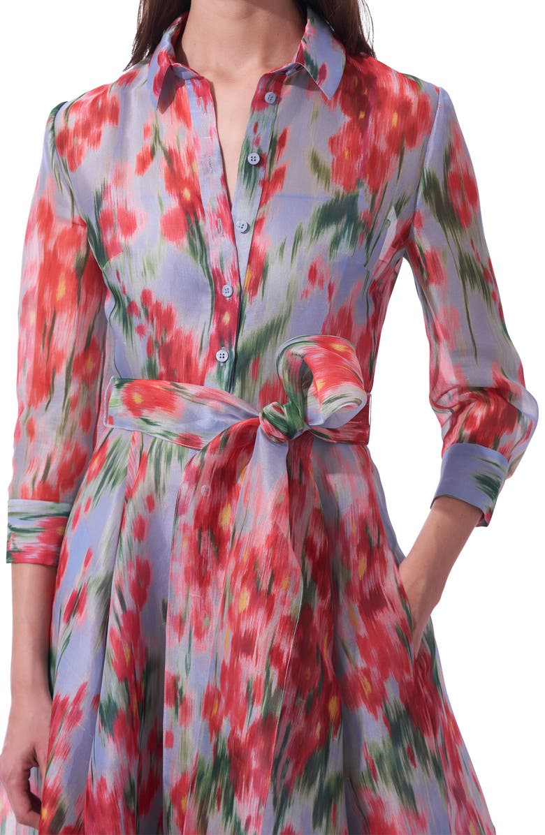 Carolina Herrera Floral Print Silk Chiffon Trench Gown, Alternate, color,