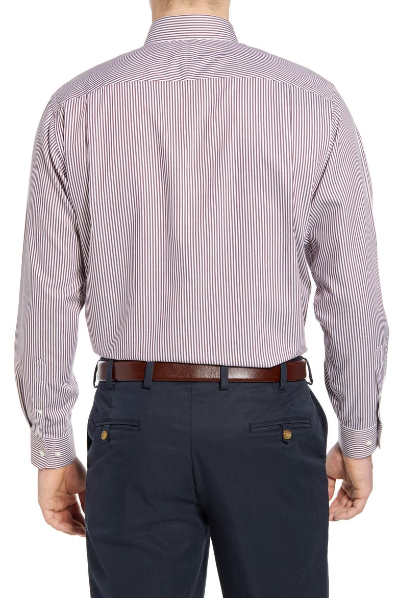 Men's Shop Smartcare™ Classic Fit Stretch Stripe Dress Shirt, Alternate, color, BURGUNDY WHITE BENGAL STRIPE