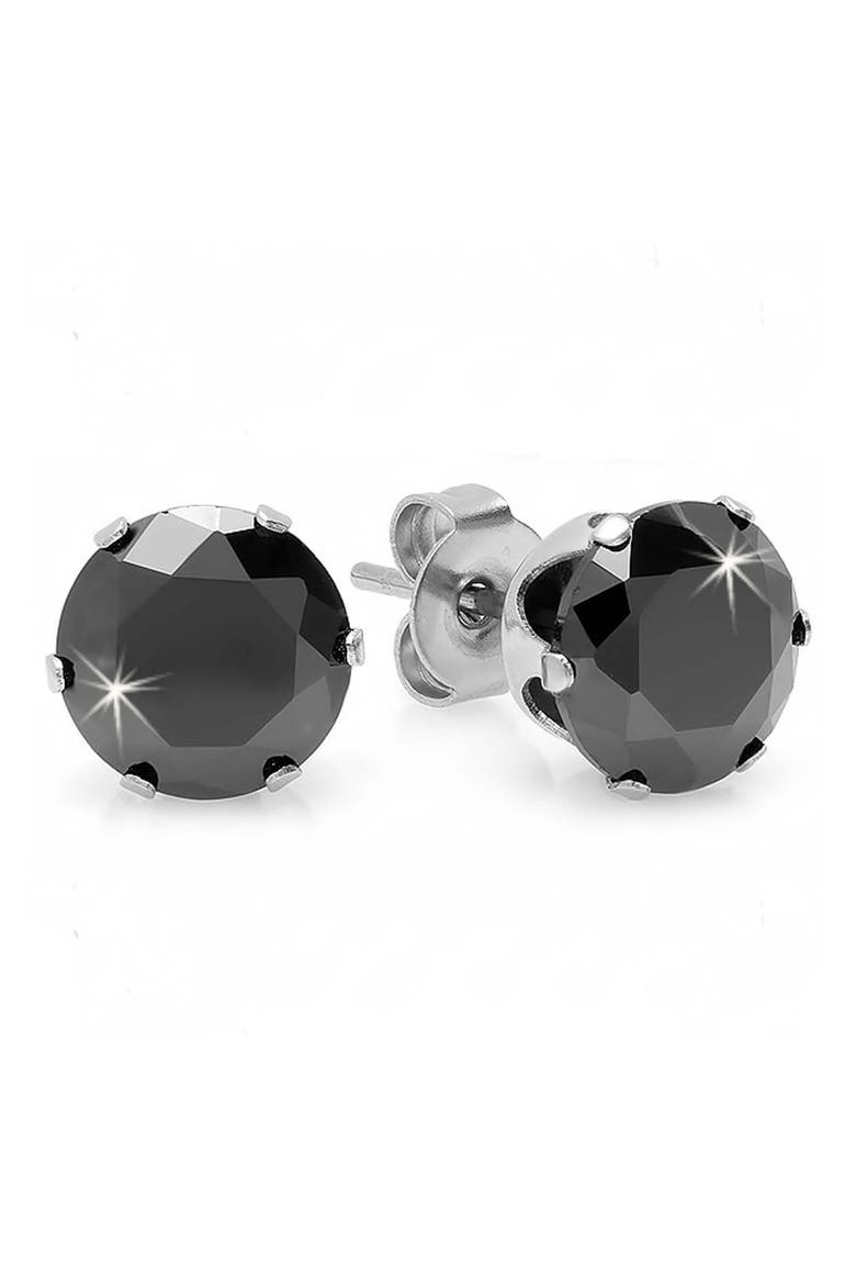 8mm Stud Earrings, Main, color, SILVER/BLACK