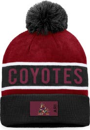 FANATICS Men's Fanatics Branded Black/Garnet Arizona Coyotes Authentic Pro Rink Cuffed Knit Hat with Pom