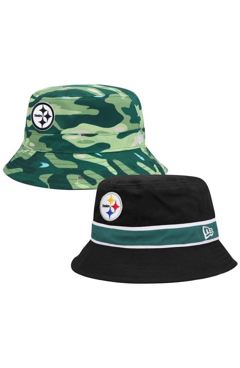 New Era Men's New Era Black/Camo Pittsburgh Steelers Reversible Bucket Hat, Main, color, 