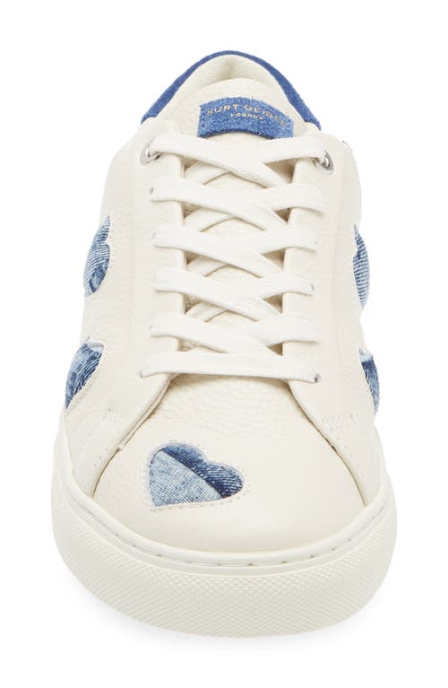Kurt Geiger Lane Love Leather Sneakers In Blue Denim