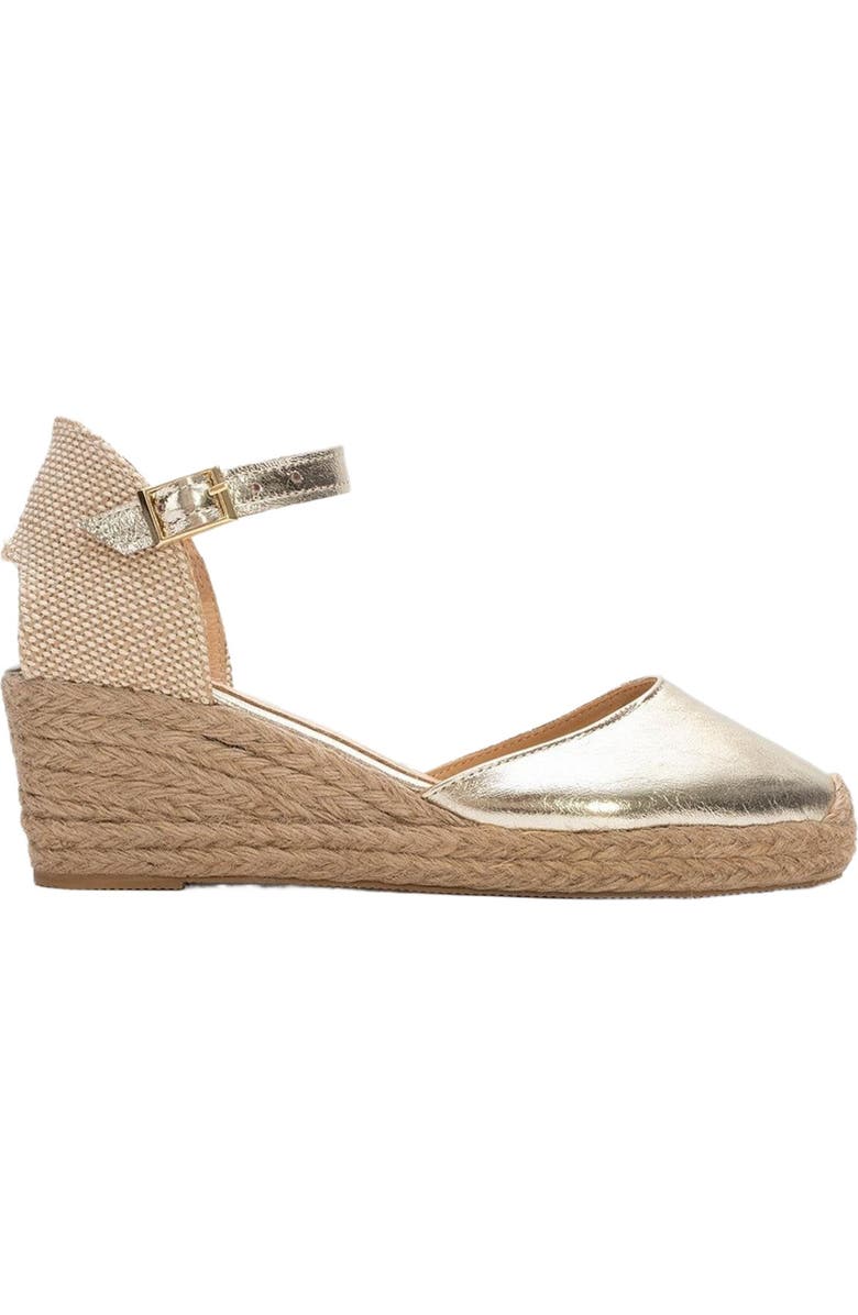 Forever & Always Shoes Aldea Leather Platform Espadrille, Alternate, color, Gold Leather