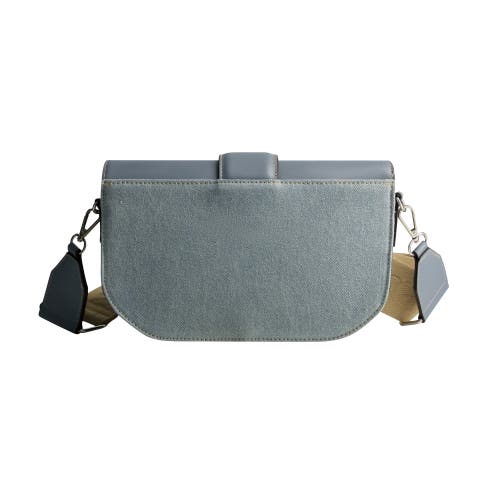 True Religion Denim Saddle Bag With Oversized Horseshoe Logo In Blue
