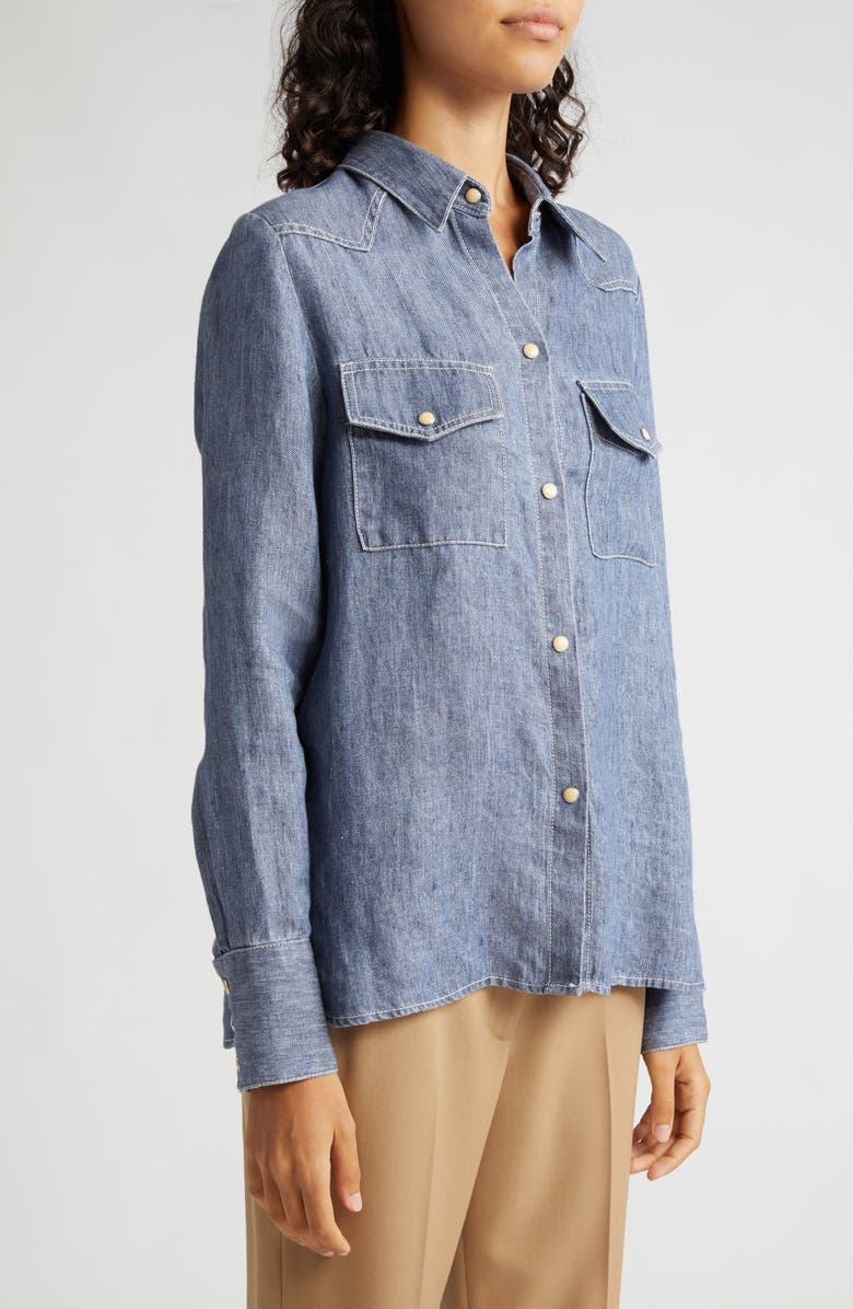 TWP Rancher's Daughter Denim Snap-Up Shirt, Alternate, color, Medium Indigo