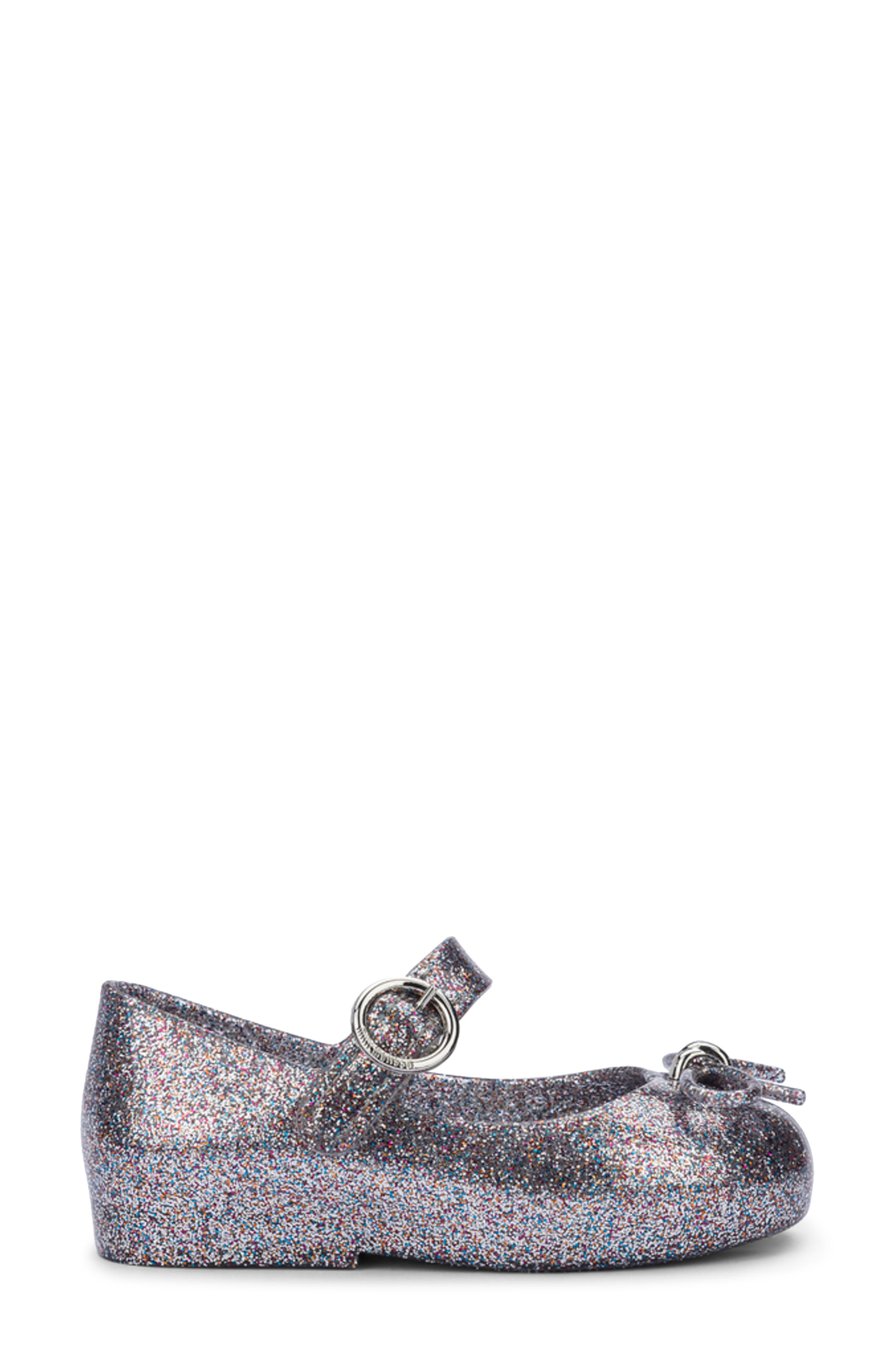 Mini Melissa Sweet Mary Jane Flat, Alternate, color, Silver Glitter