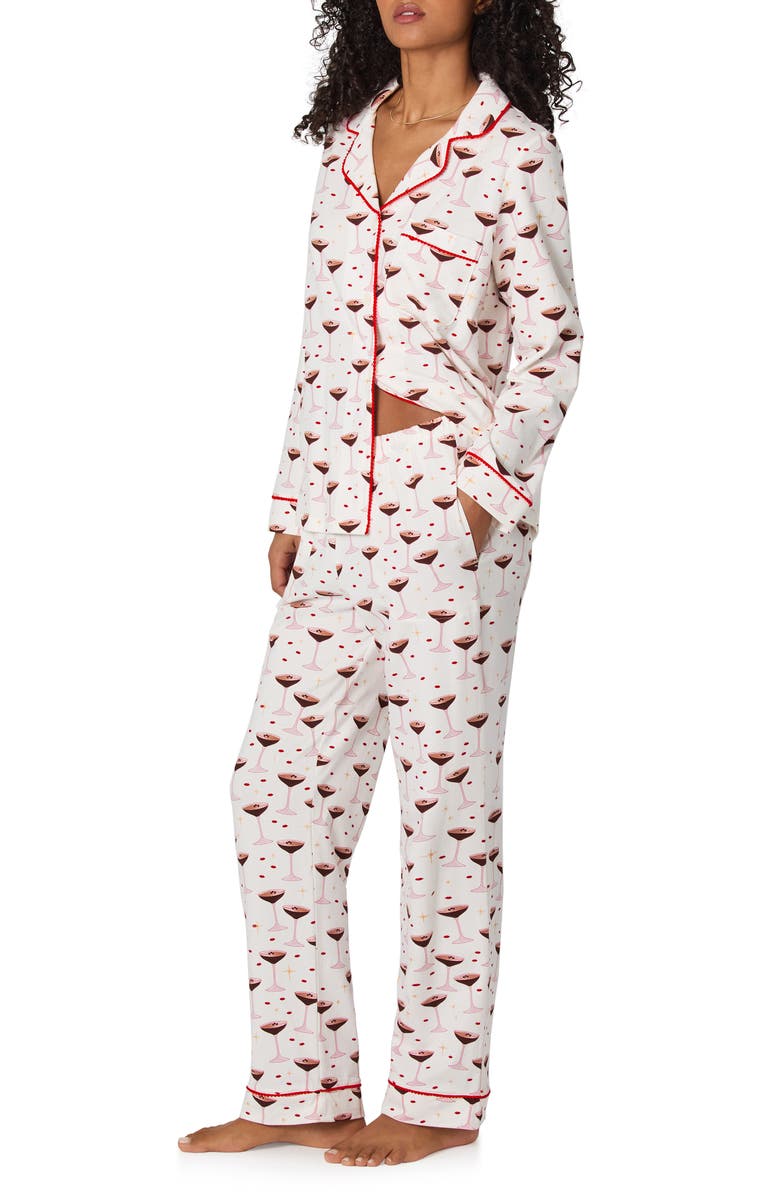 BedHead Pajamas Print Stretch Organic Cotton Pajamas, Alternate, color, Espresso Kisses