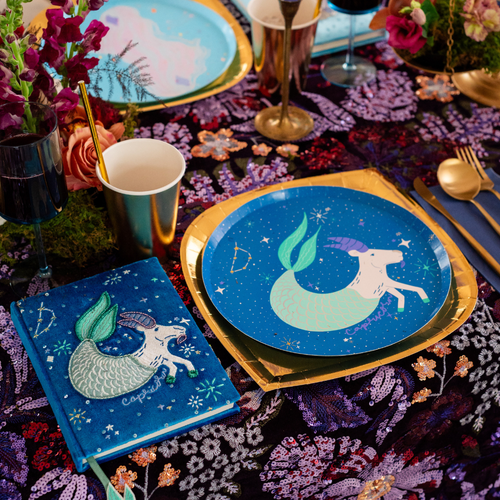 Jollity & Co Zodiac Themed Dinner Plates In Capricorn