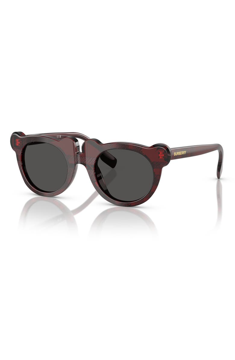 Burberry Kids' 43mm Irregular Sunglasses, Alternate, color, Check Red / Dark Grey