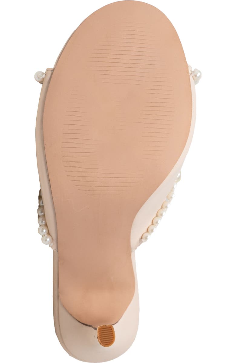 CHASE AND CHLOE Faux Pearl Embellished Sandal, Alternate, color, Beige