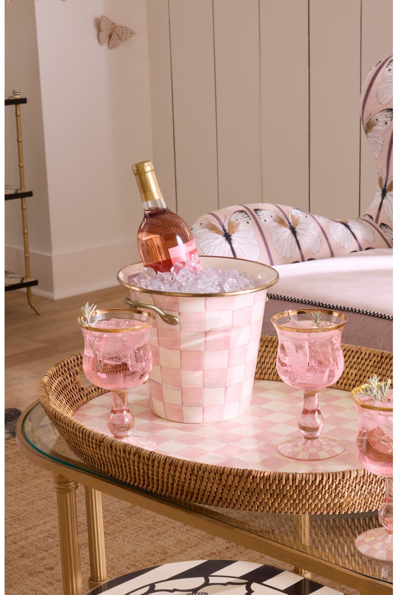 Rosy Check Enameled Steel Wine Cooler, Alternate, color, ROSY