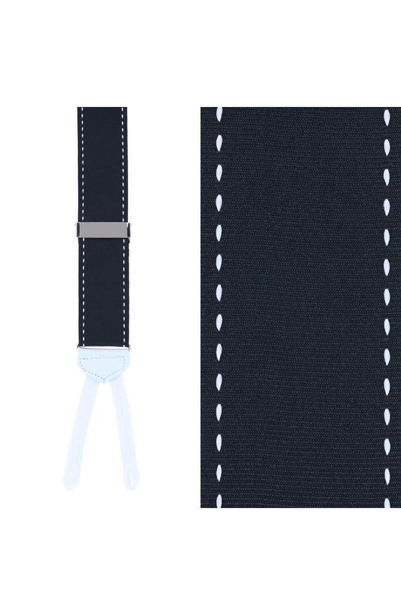 Trafalgar Freeman Edge Stitching Runner End Ribbon Suspenders, Main, color, Black