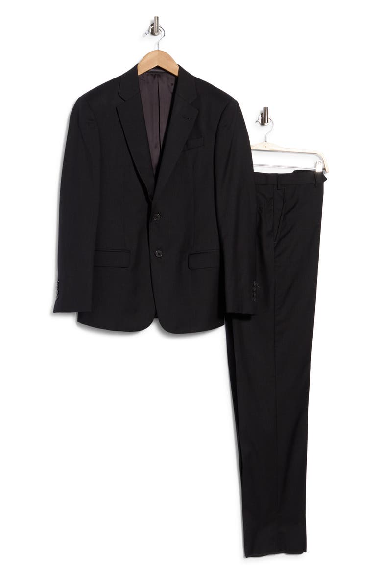 Virgin Wool Two-Button Suit, Main, color, SOLID MEDIUM GREY