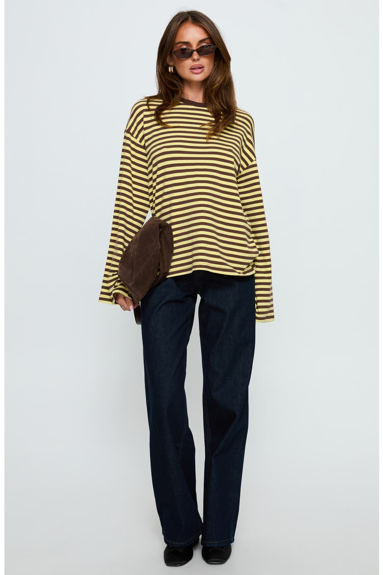 Settle Down Stripe Oversize T-Shirt, Alternate, color, BROWN