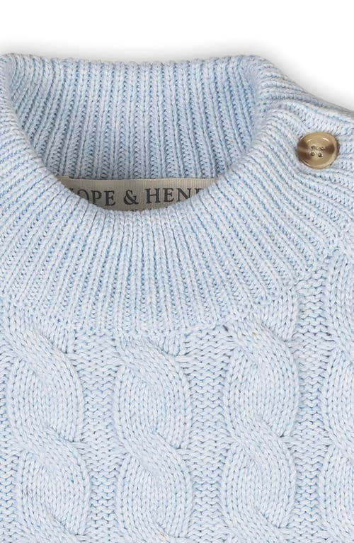 Hope & Henry Kids' Organic Long Sleeve Mock Neck Sweater With Ruffle In Blue