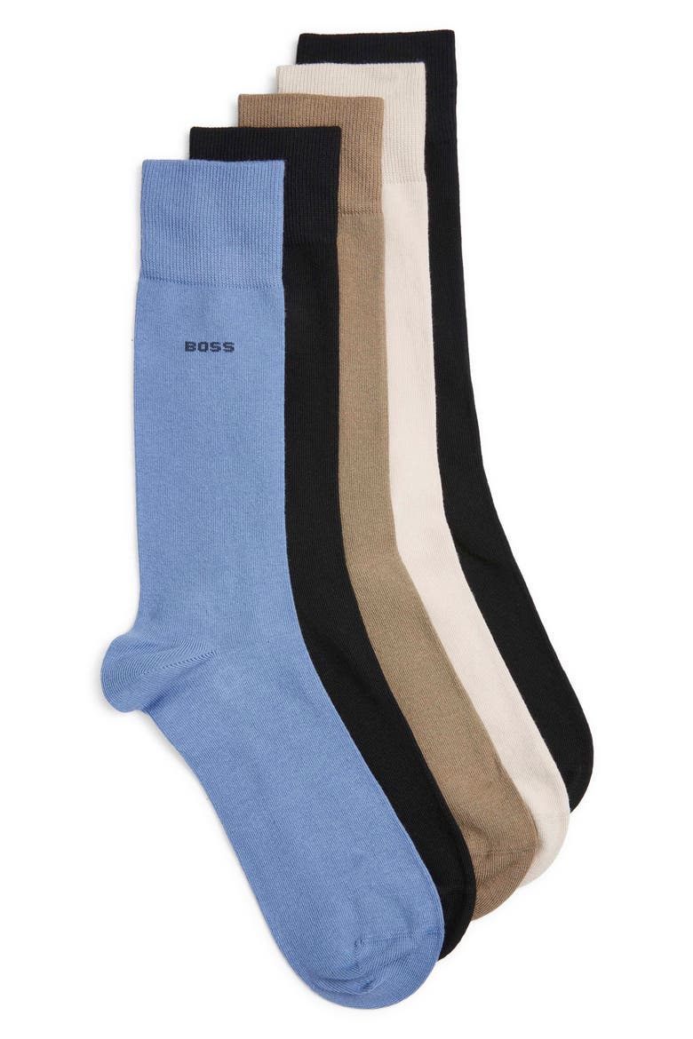 Assorted 5-Pack Cotton Blend Dress Socks, Main, color, BEIGE MULTI