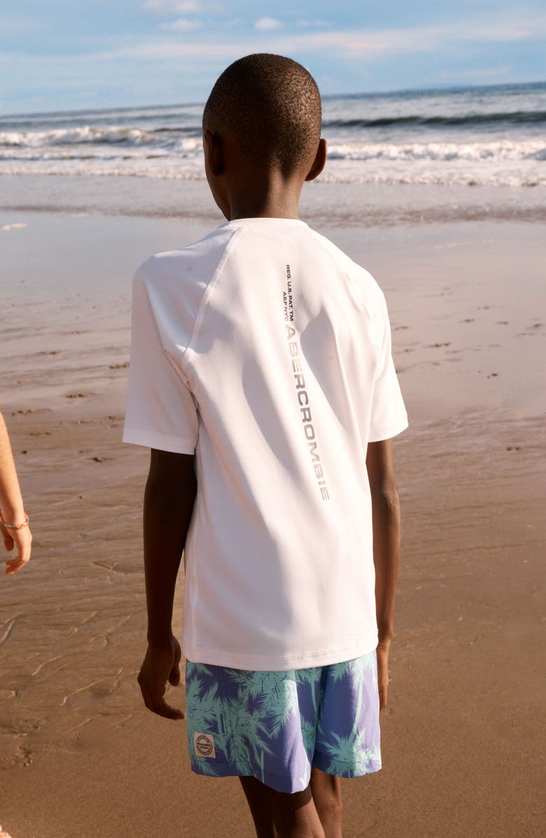 abercrombie kids Kids' Core Short Sleeve Rashguard, Alternate, color, Bright White